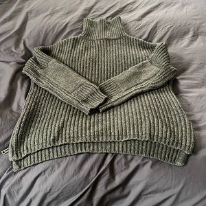 Zadig & Voltaire cozy gray turtleneck sweater w elbow patches